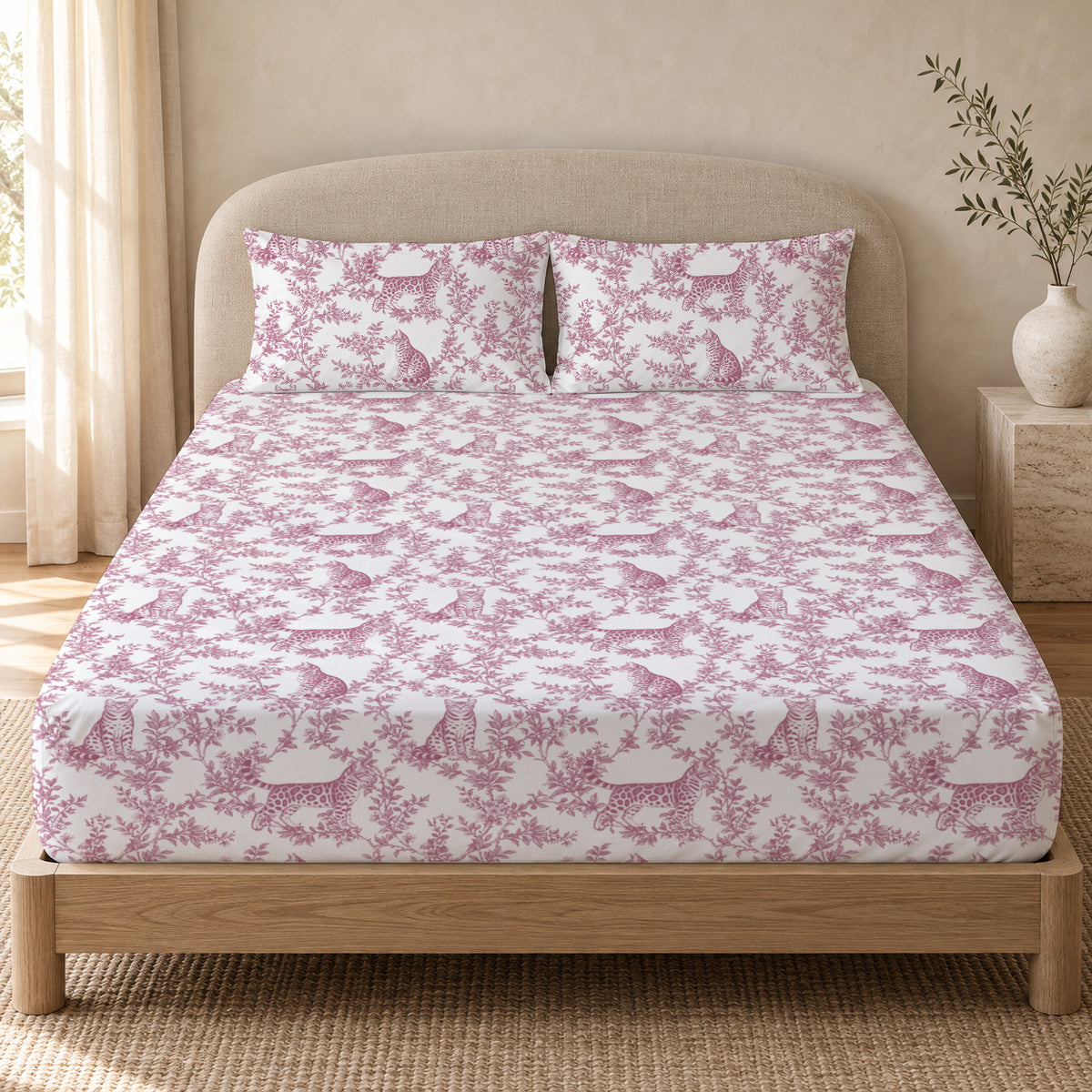 Bengal toile bedding in Pink — Queen Bedroom