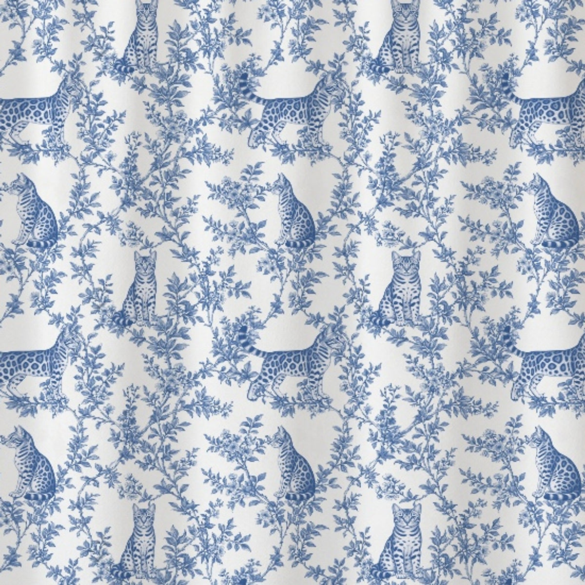Bengal toile shower curtain — Blue Detail