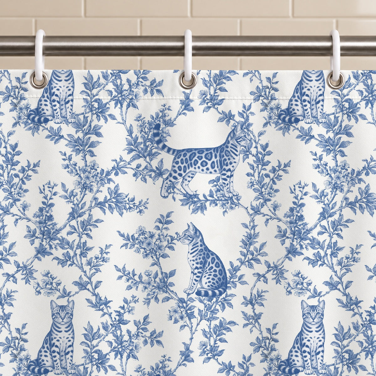 Bengal toile shower curtain — Blue Grommets and Hooks