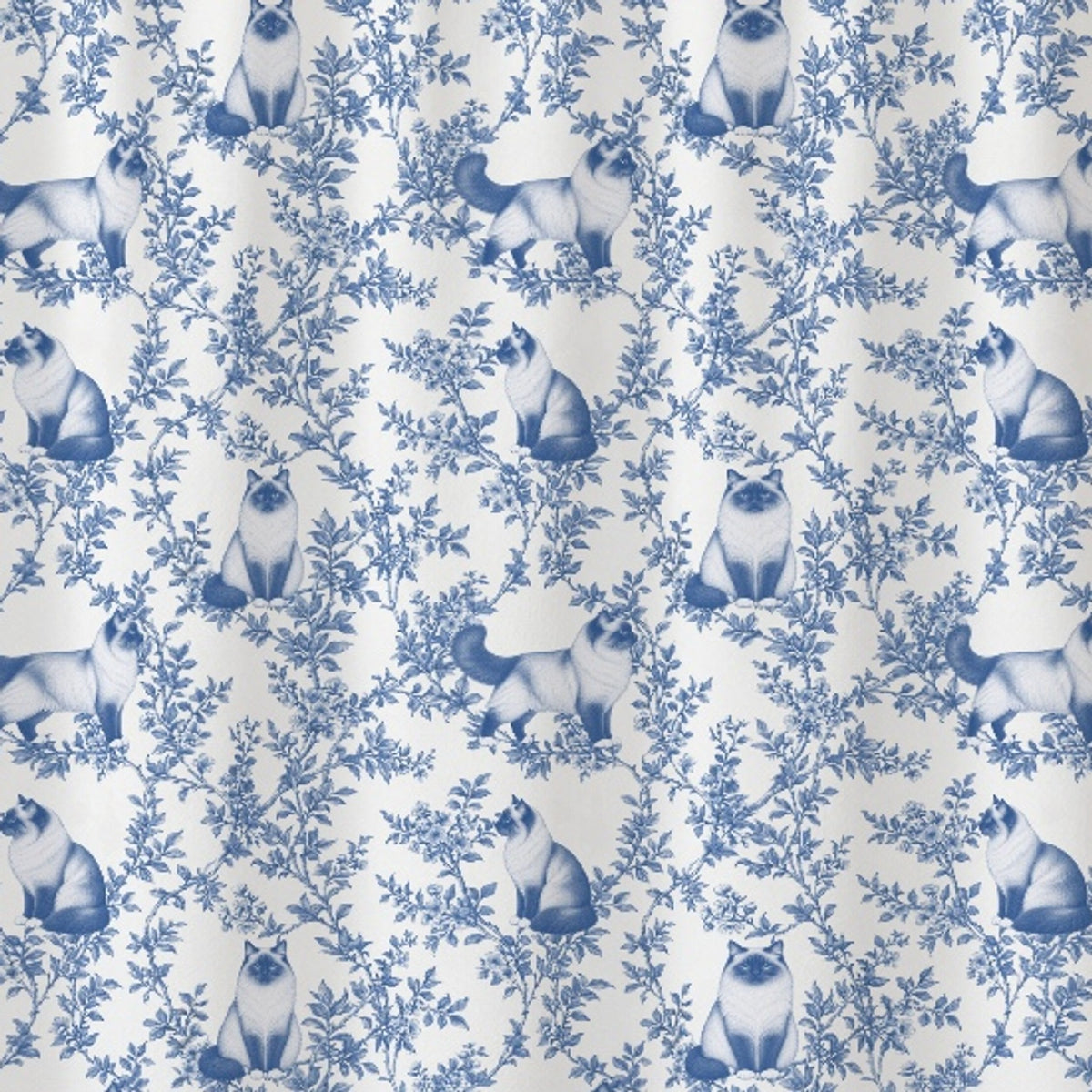 Birman toile shower curtain — Blue Detail