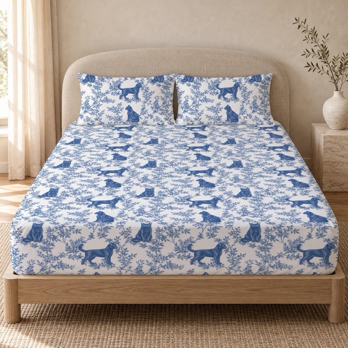Bombay toile bedding in Blue — Queen Bedroom