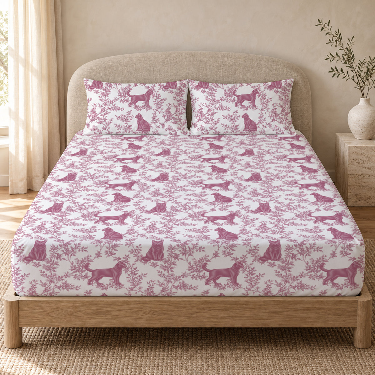Bombay toile bedding in Pink — Queen Bedroom