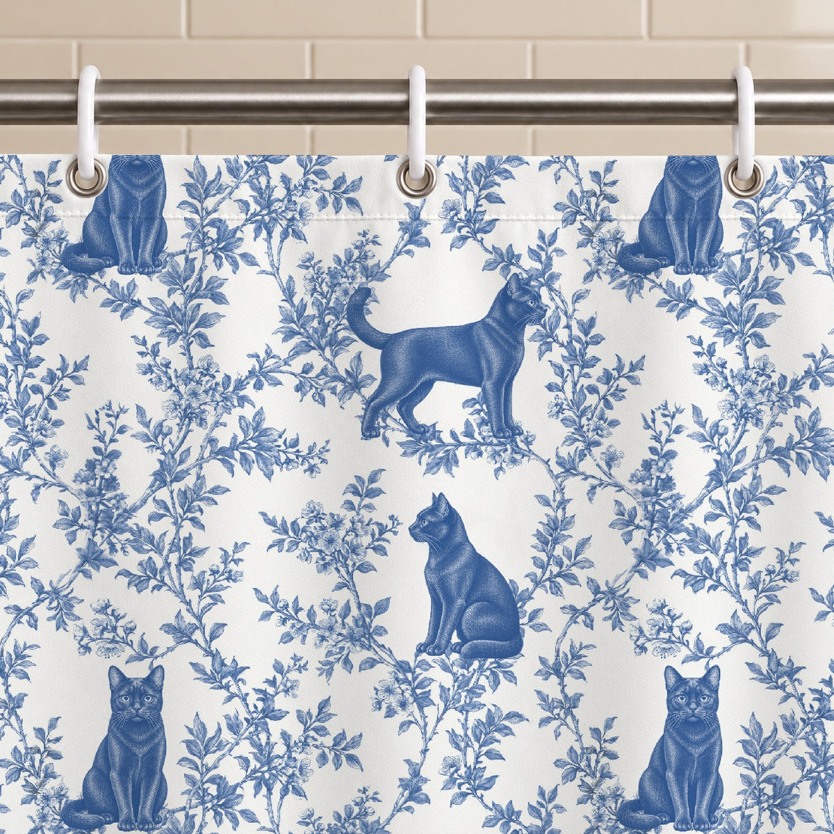 Bombay toile shower curtain — Blue Grommets and Hooks