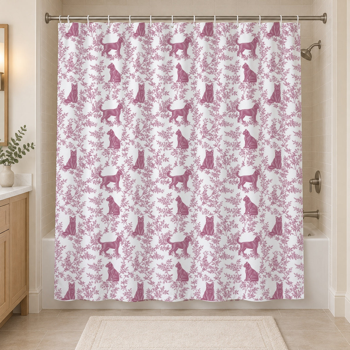 Bombay toile shower curtain — Pink Hero