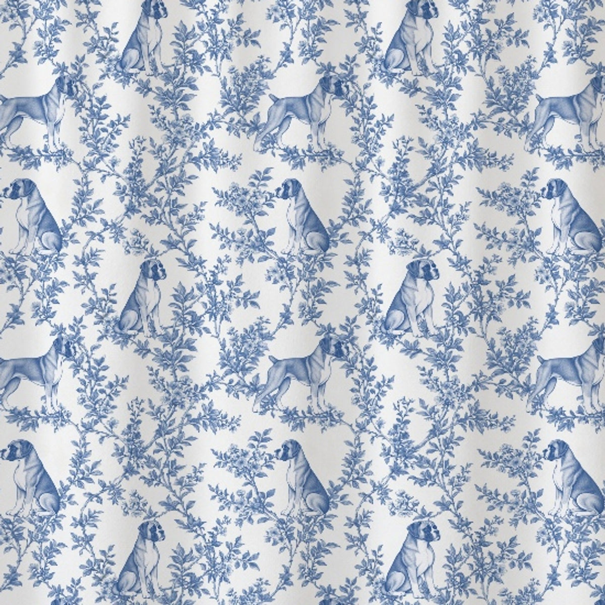 Boxer toile shower curtain — Blue Detail