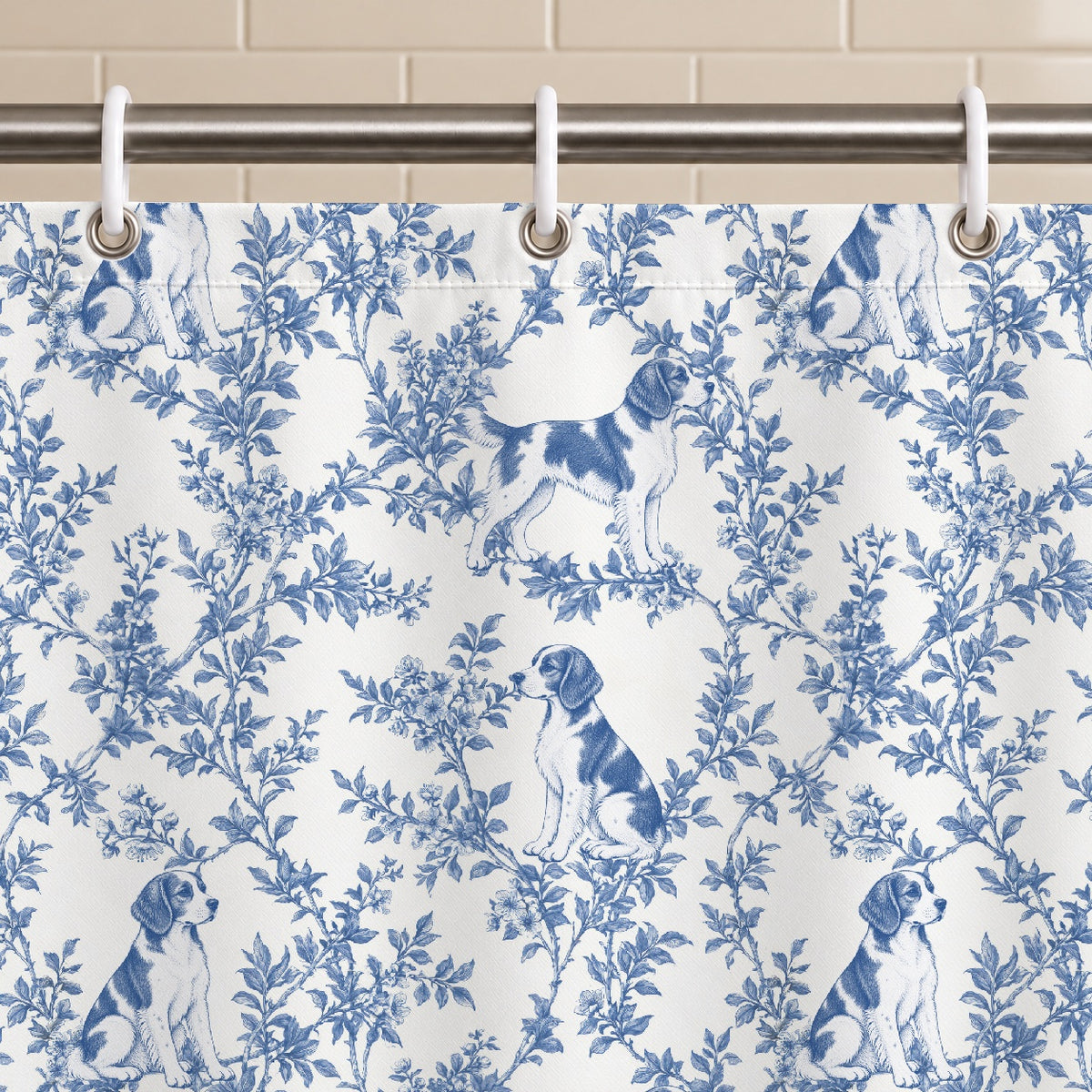 Brittany toile shower curtain — Blue Grommets and Hooks