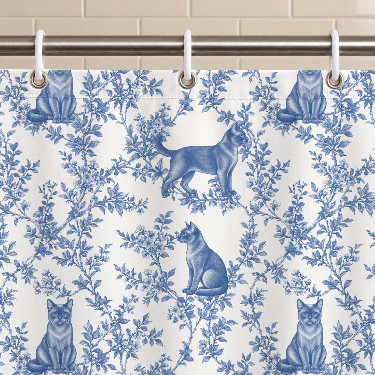 Burmese toile shower curtain — Blue Grommets and Hooks