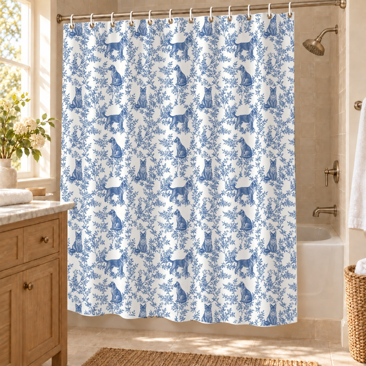 Burmese toile shower curtain — Blue Lifestyle