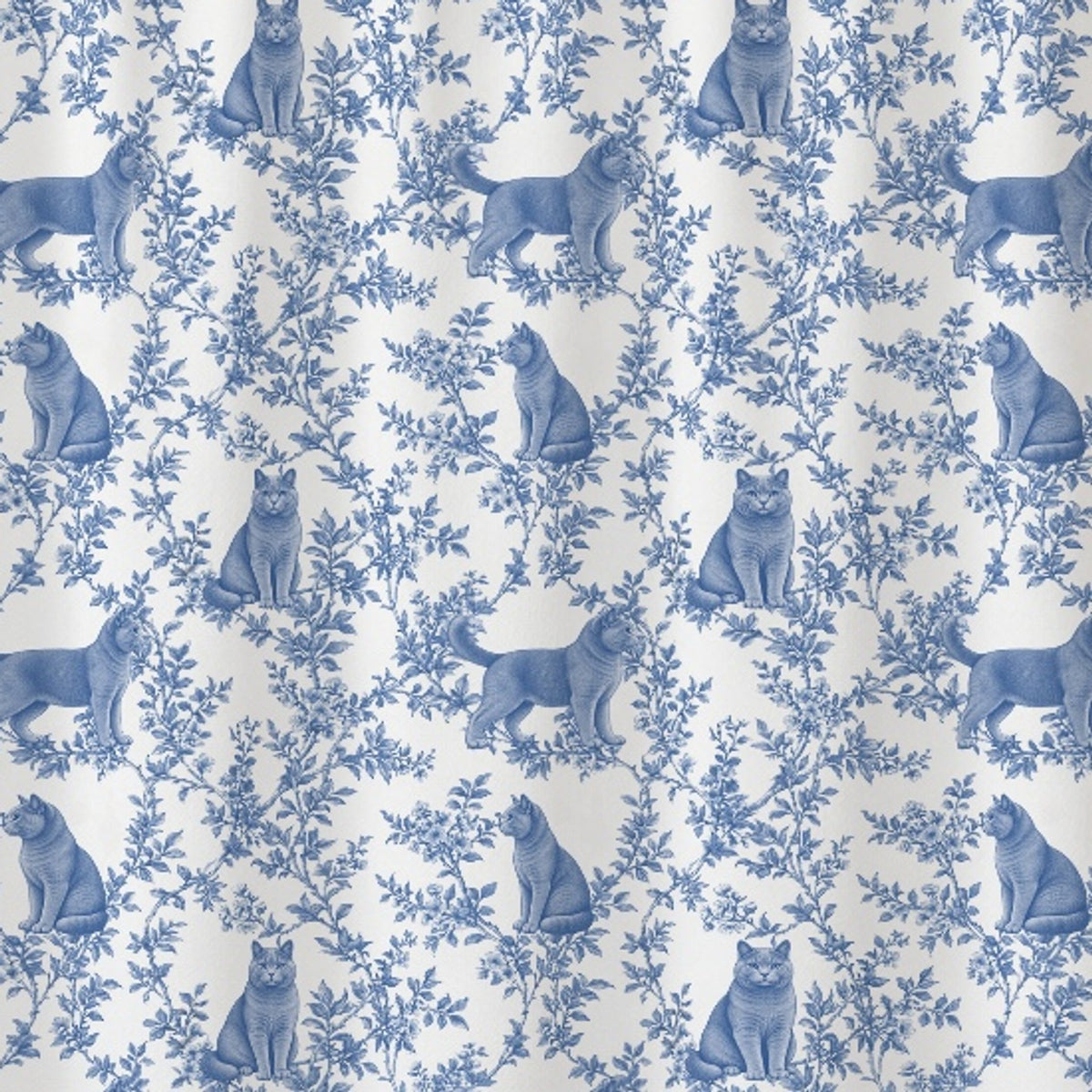 Chartreux toile shower curtain — Blue Detail