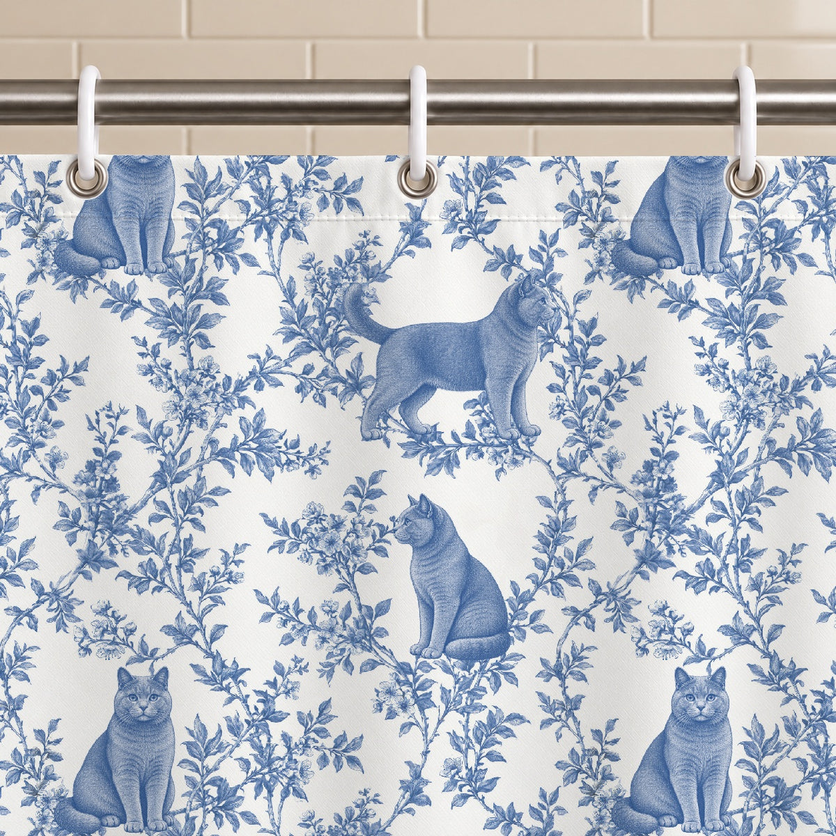 Chartreux toile shower curtain — Blue Grommets and Hooks