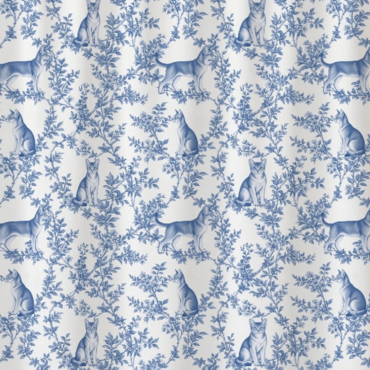 Chausie toile shower curtain — Blue Detail