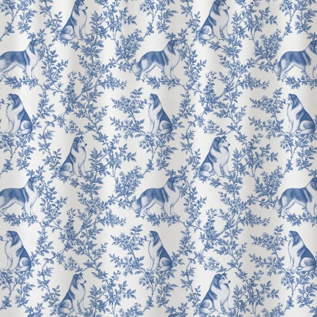Collie toile shower curtain — Blue Detail