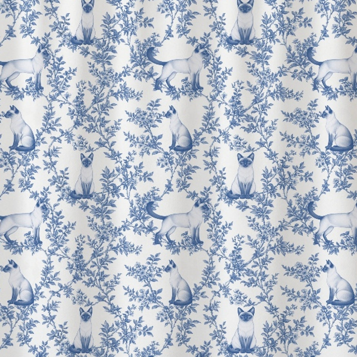 Colorpoint Shorthair toile shower curtain — Blue Detail
