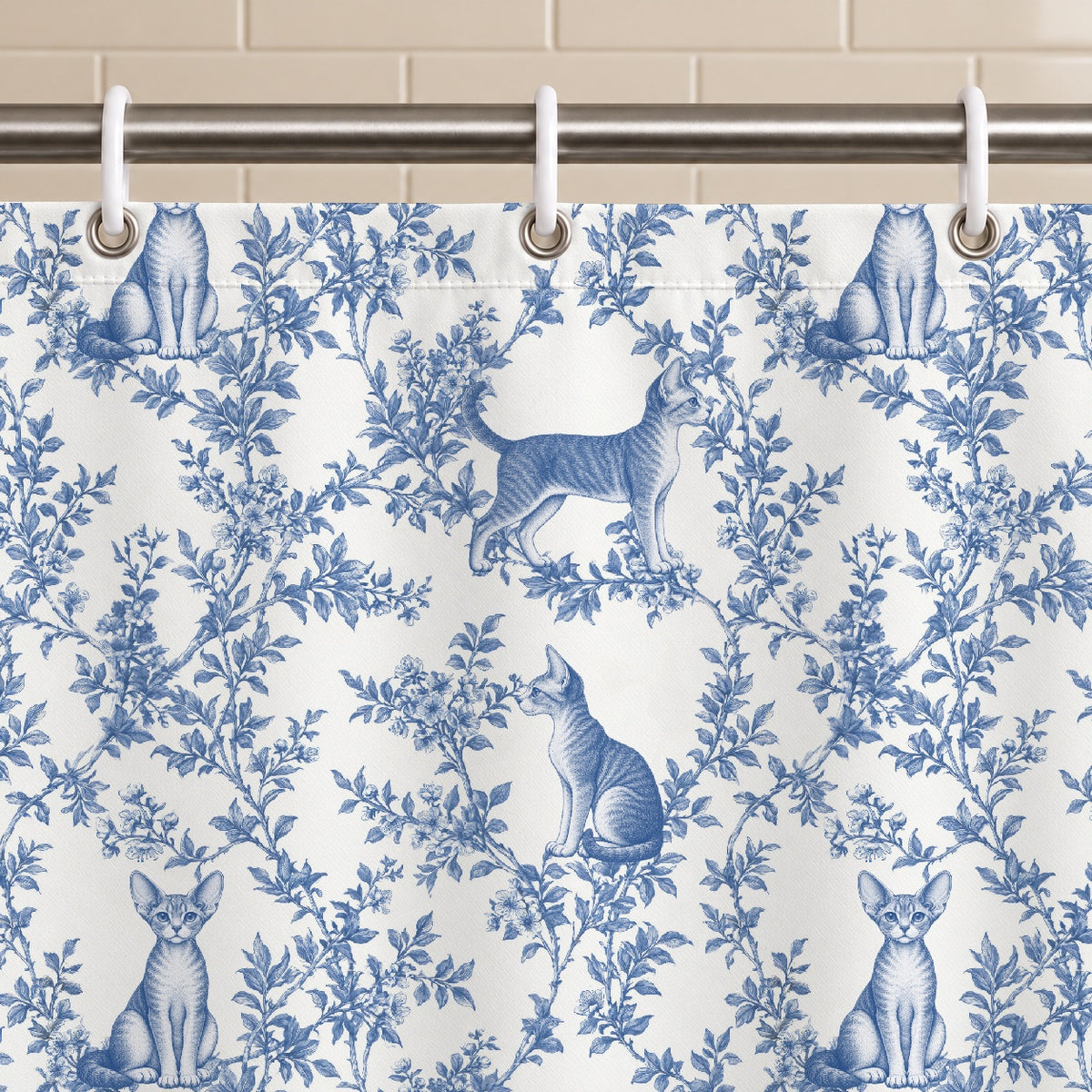 Devon Rex toile shower curtain — Blue Grommets and Hooks