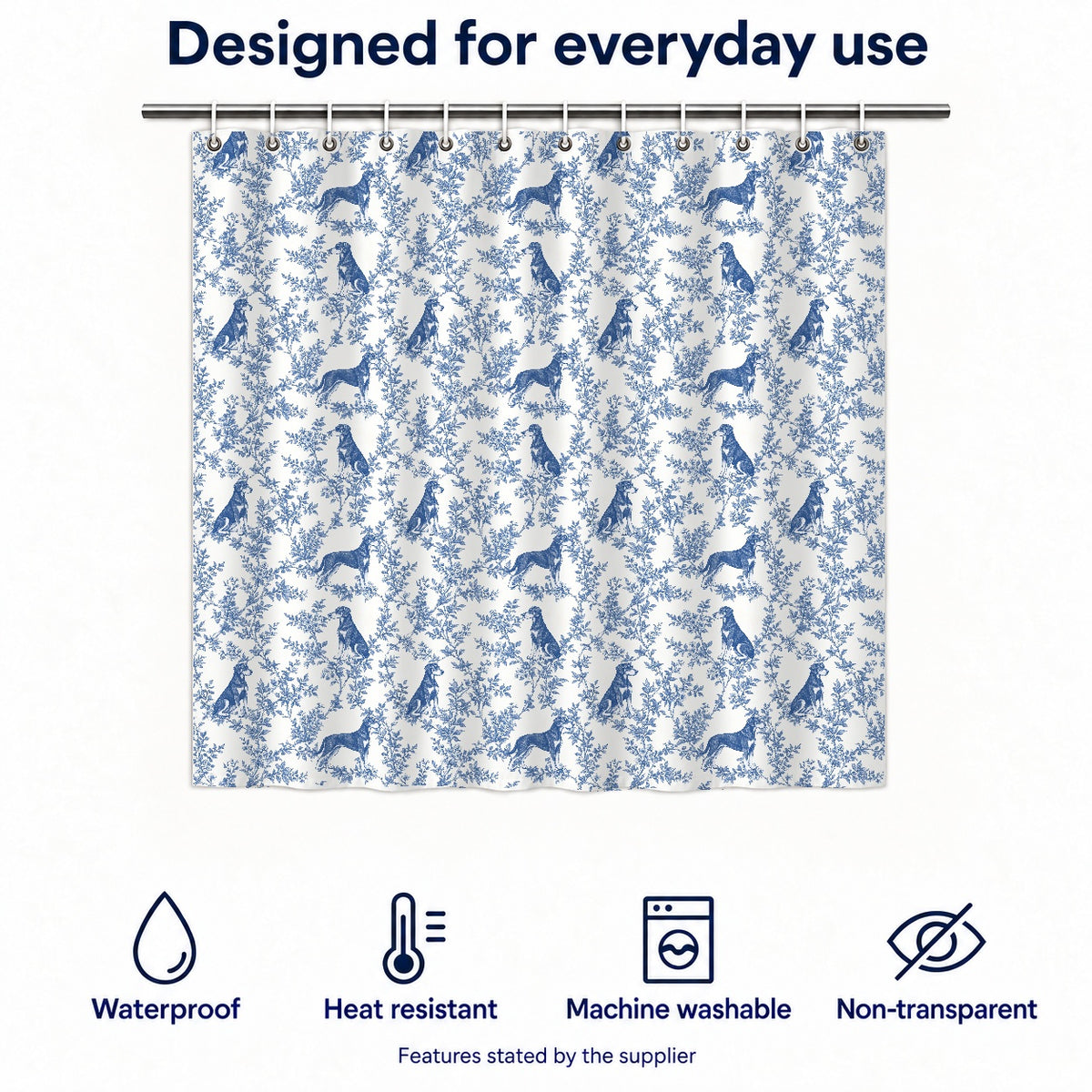 Doberman Pinscher toile shower curtain — Blue Functions and Size