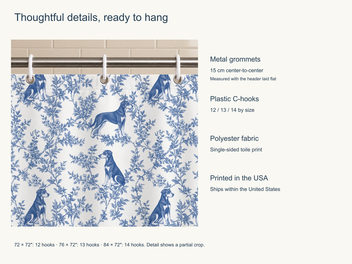 Doberman Pinscher toile shower curtain — Blue Product Features