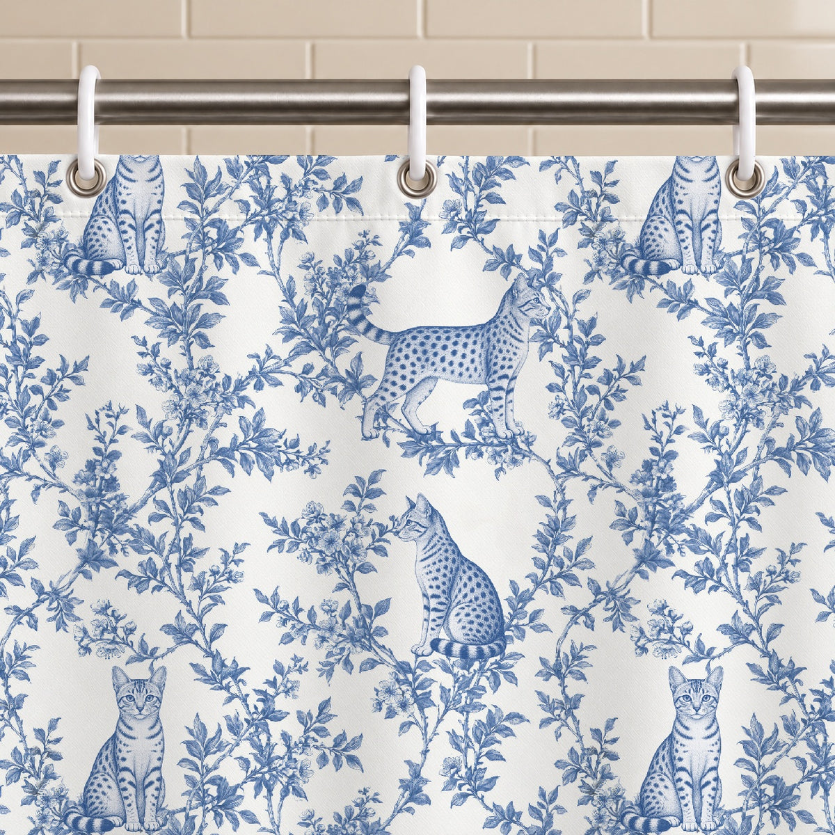 Egyptian Mau toile shower curtain — Blue Grommets and Hooks