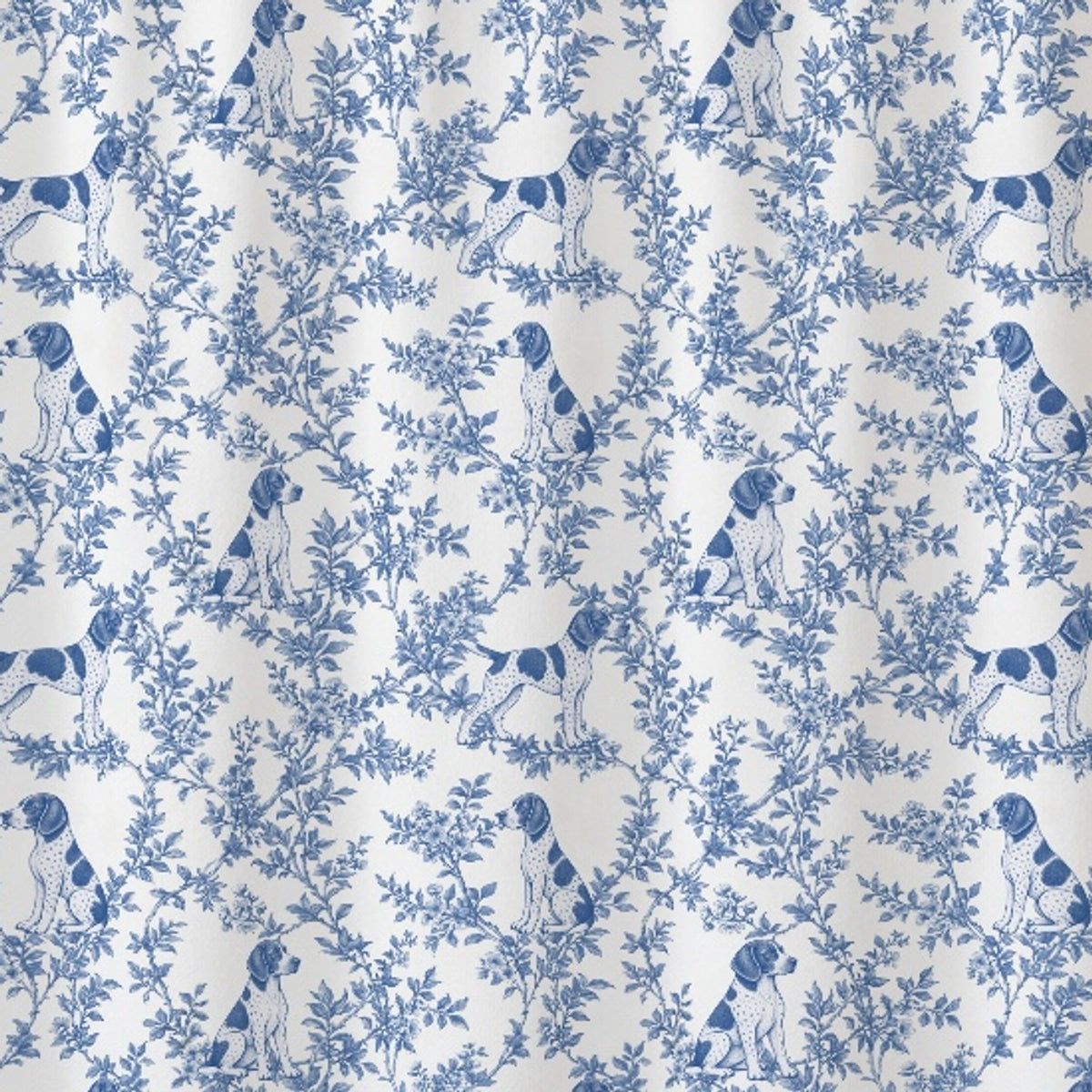 German Shorthaired Pointer toile shower curtain — Blue Detail