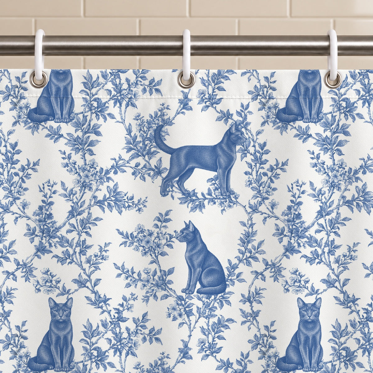 Havana Brown toile shower curtain — Blue Grommets and Hooks