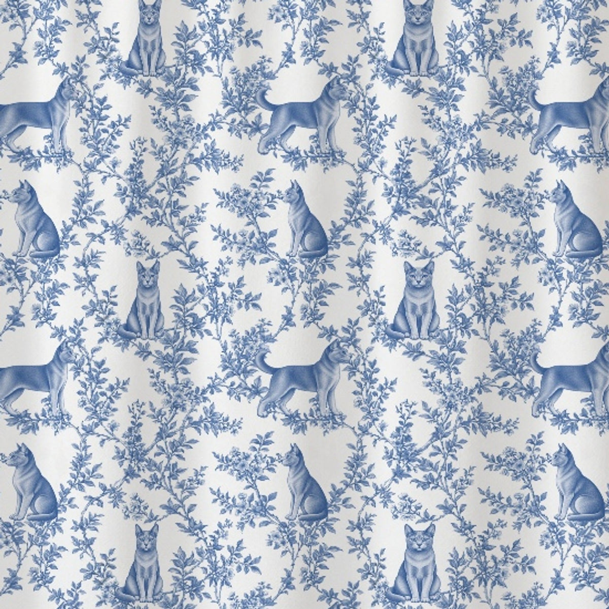Korat toile shower curtain — Blue Detail