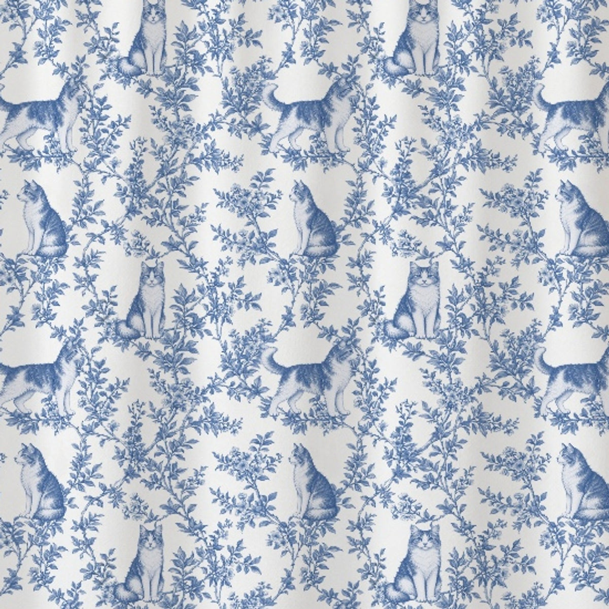 LaPerm toile shower curtain — Blue Detail
