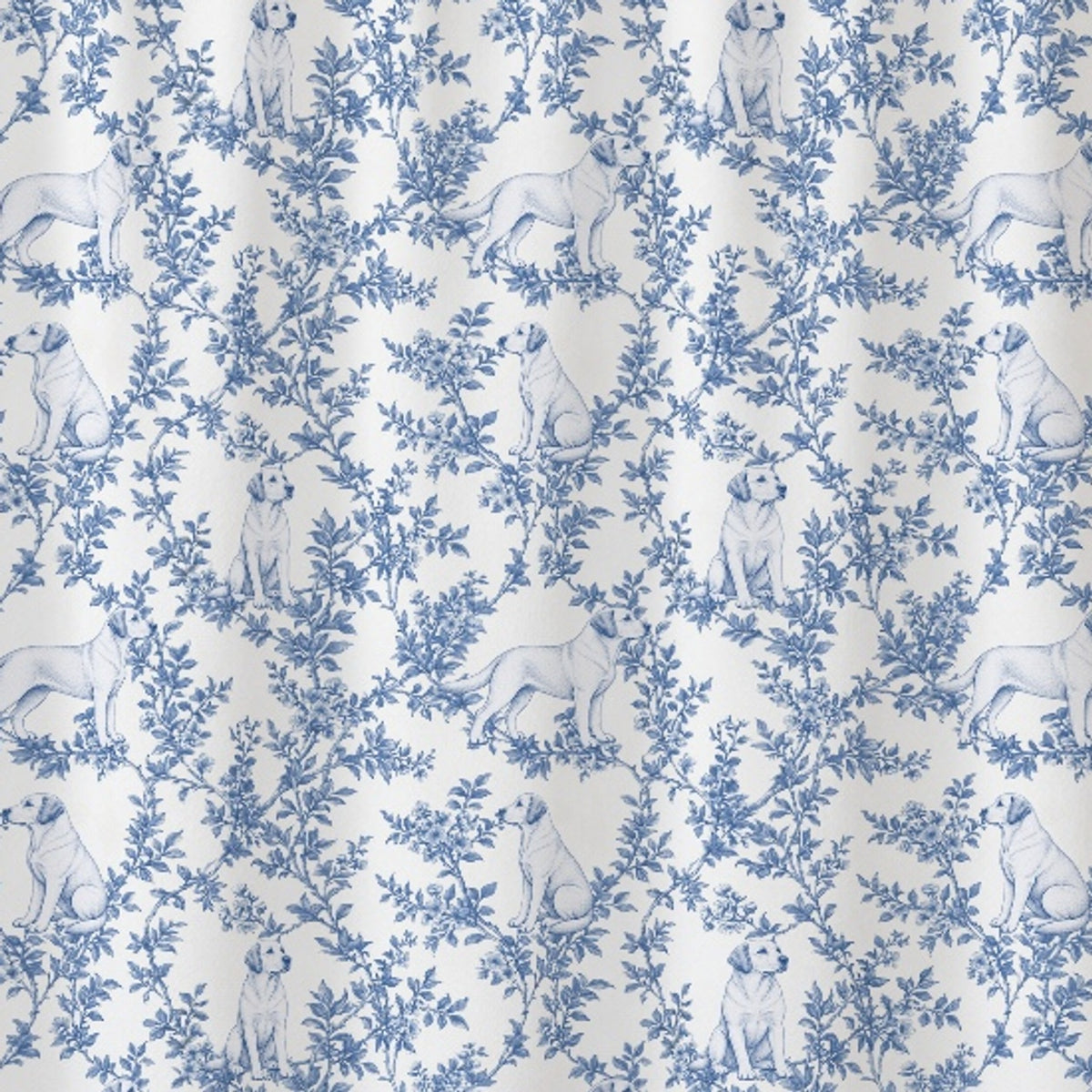 Labrador Retriever toile shower curtain — Blue Detail