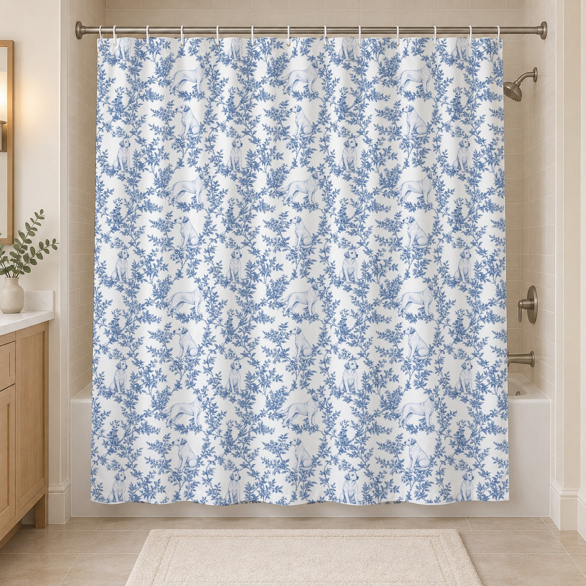 Labrador Retriever toile shower curtain — Blue Hero