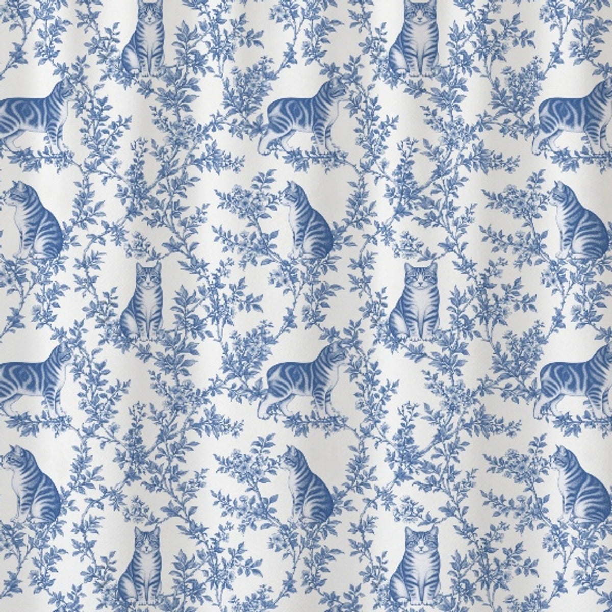 Manx toile shower curtain — Blue Detail