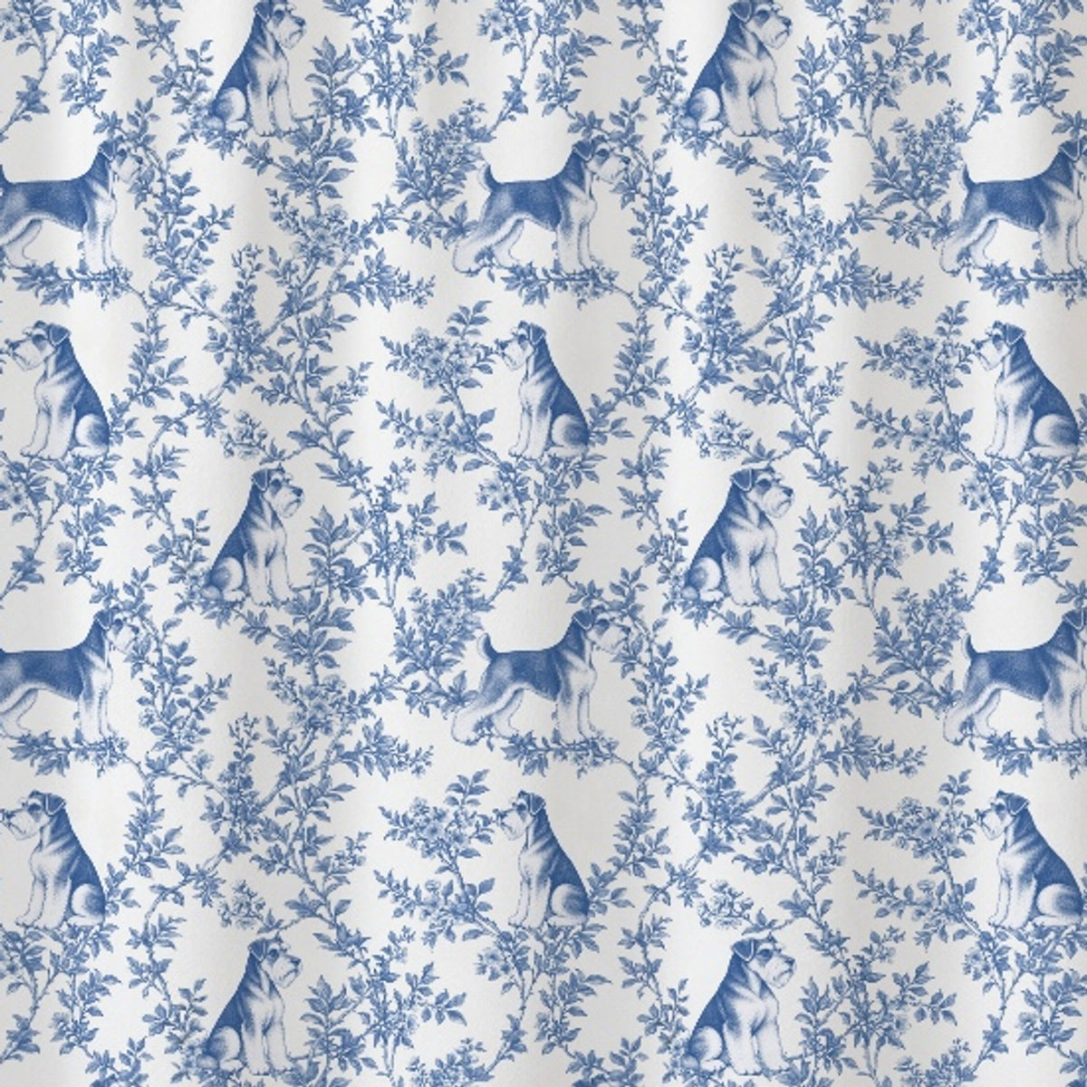 Miniature Schnauzer toile shower curtain — Blue Detail