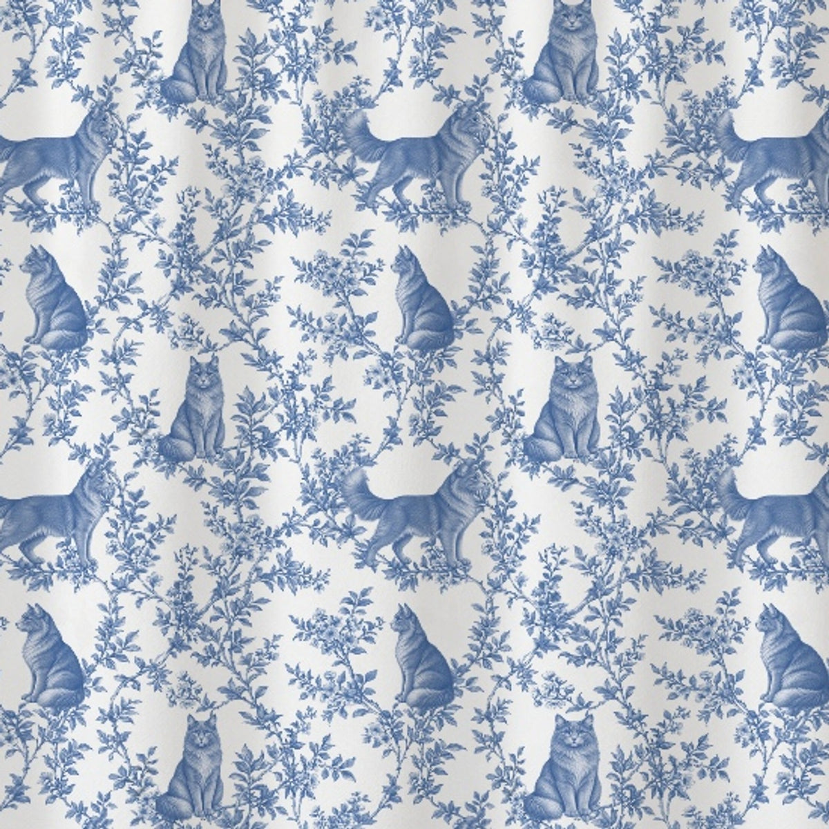 Nebelung toile shower curtain — Blue Detail