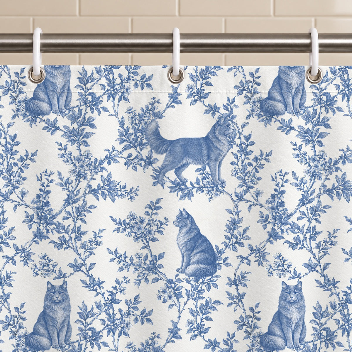 Nebelung toile shower curtain — Blue Grommets and Hooks