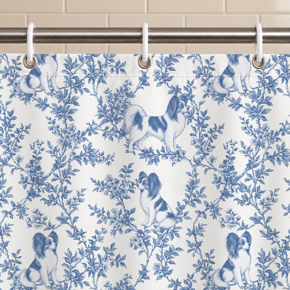 Papillon toile shower curtain — Blue Grommets and Hooks