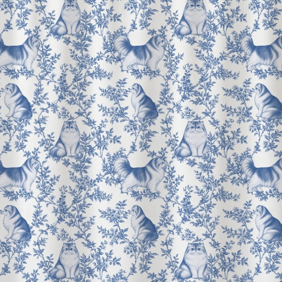 Persian toile shower curtain — Blue Detail