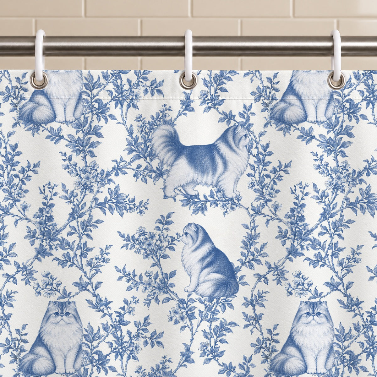 Persian toile shower curtain — Blue Grommets and Hooks
