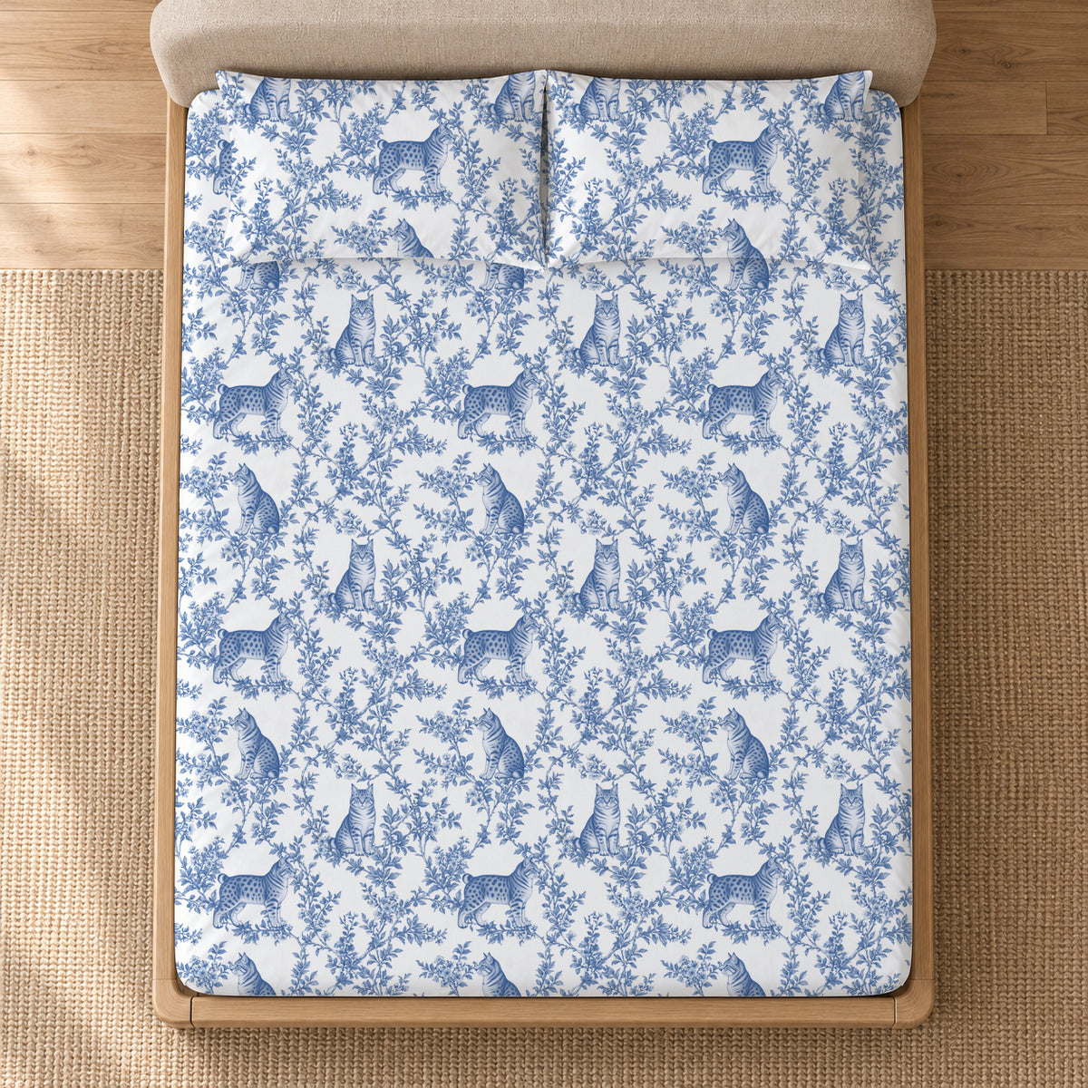 Pixie bob toile bedding in Blue — Overhead