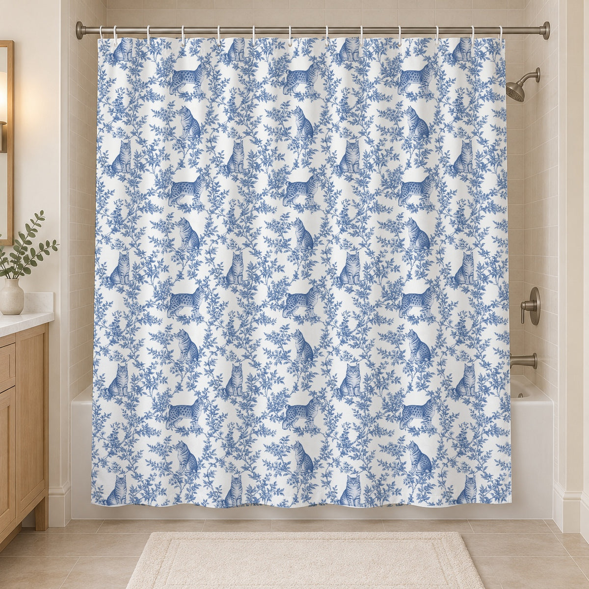 Pixie bob toile shower curtain — Blue Hero