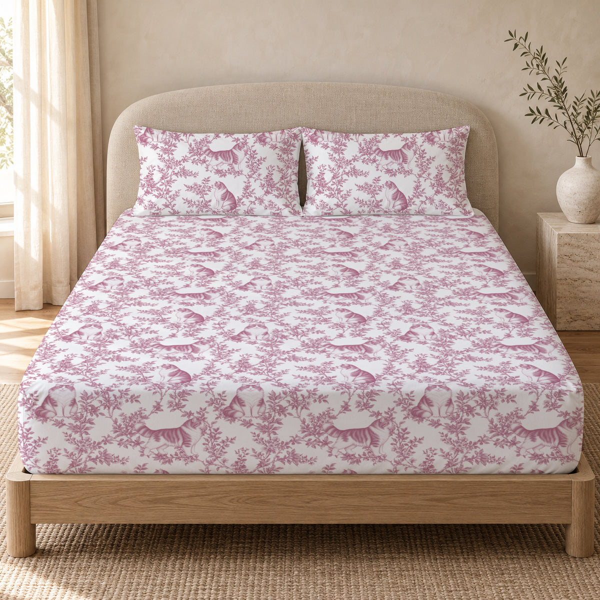 Ragamuffin toile bedding in Pink — Queen Bedroom