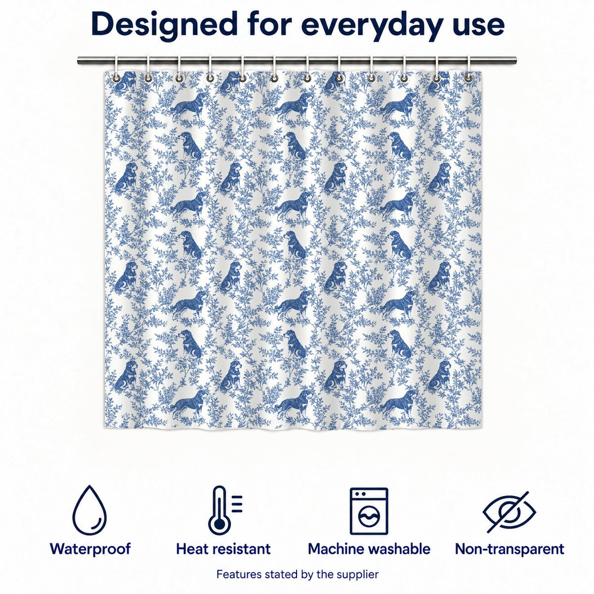 Rottweiler toile shower curtain — Blue Functions and Size