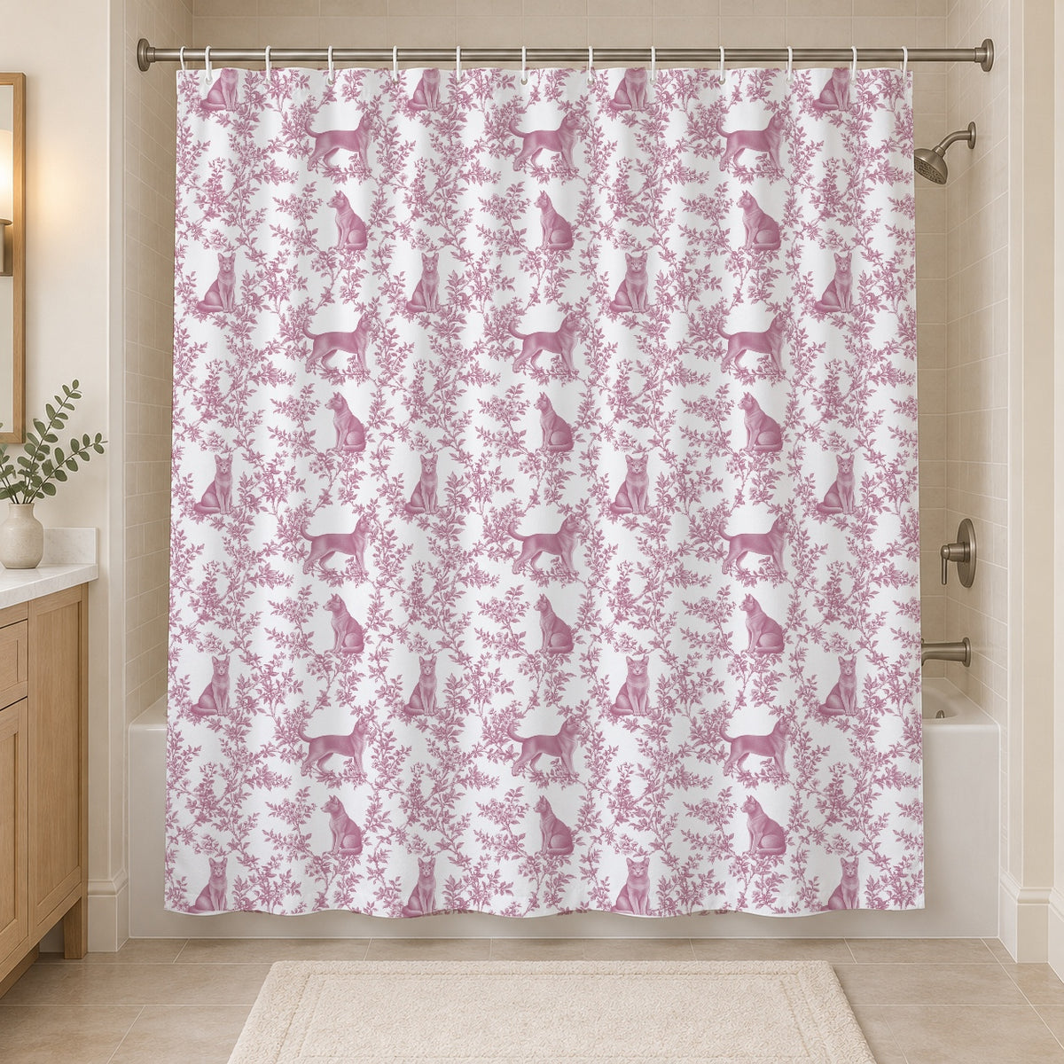 Russian Blue toile shower curtain — Pink Hero