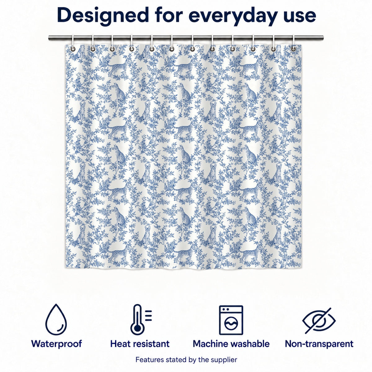 Savannah toile shower curtain — Blue Functions and Size