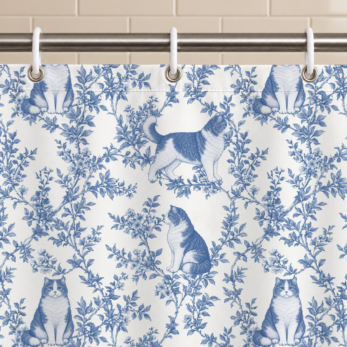 Selkirk Rex toile shower curtain — Blue Grommets and Hooks