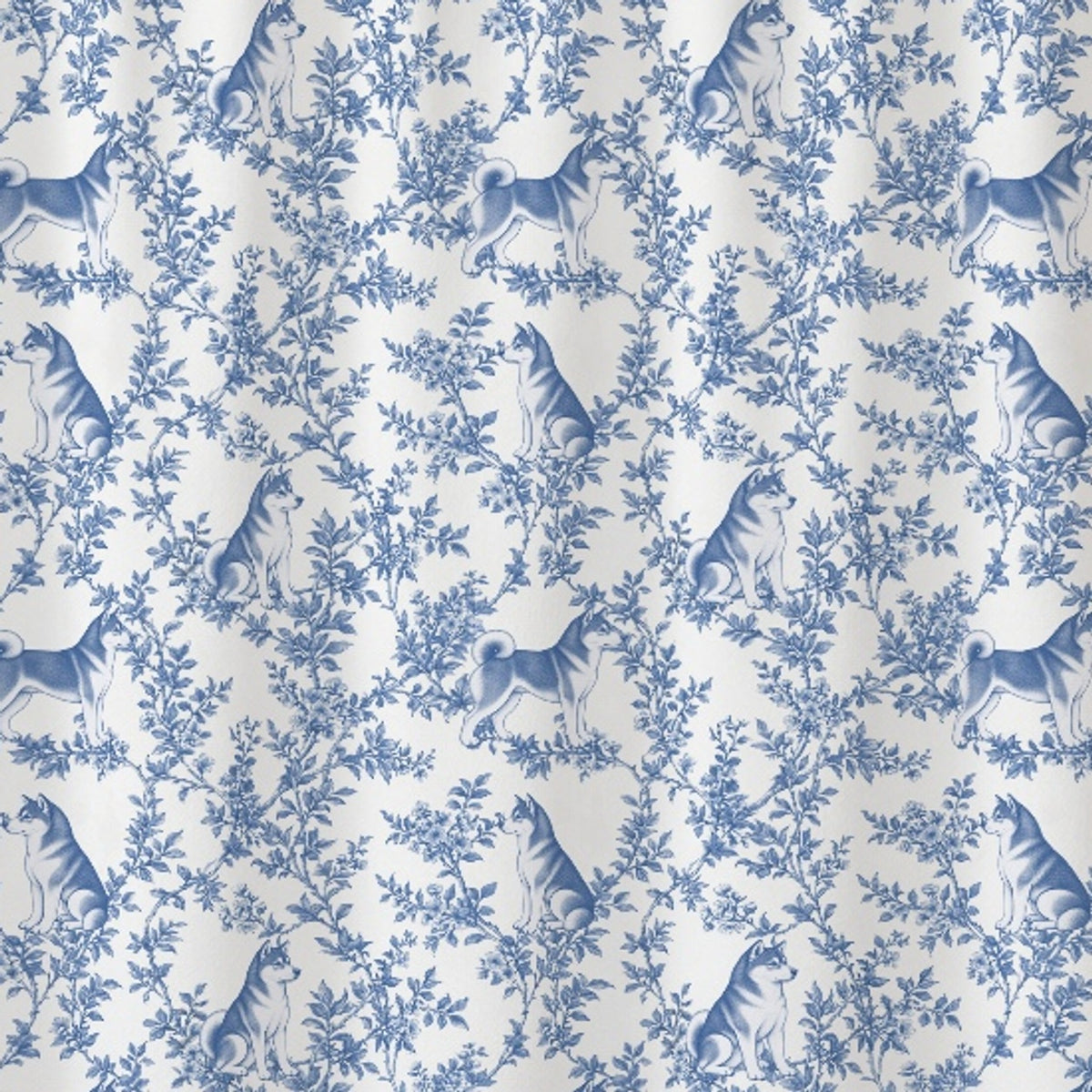 Shiba Inu toile shower curtain — Blue Detail