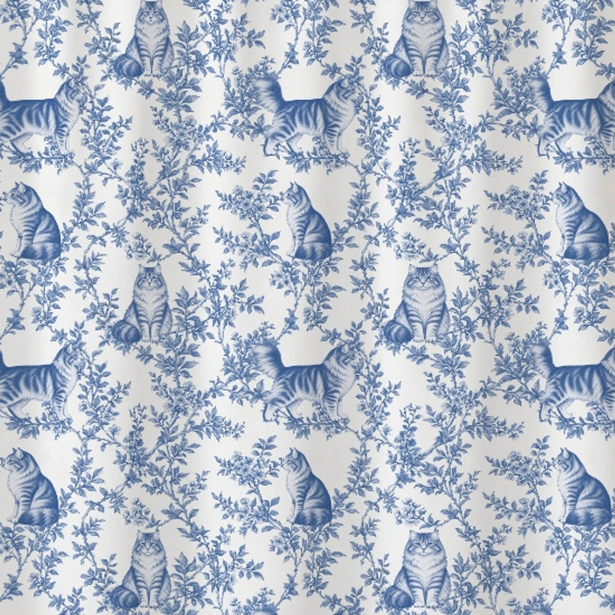 Siberian toile shower curtain — Blue Detail