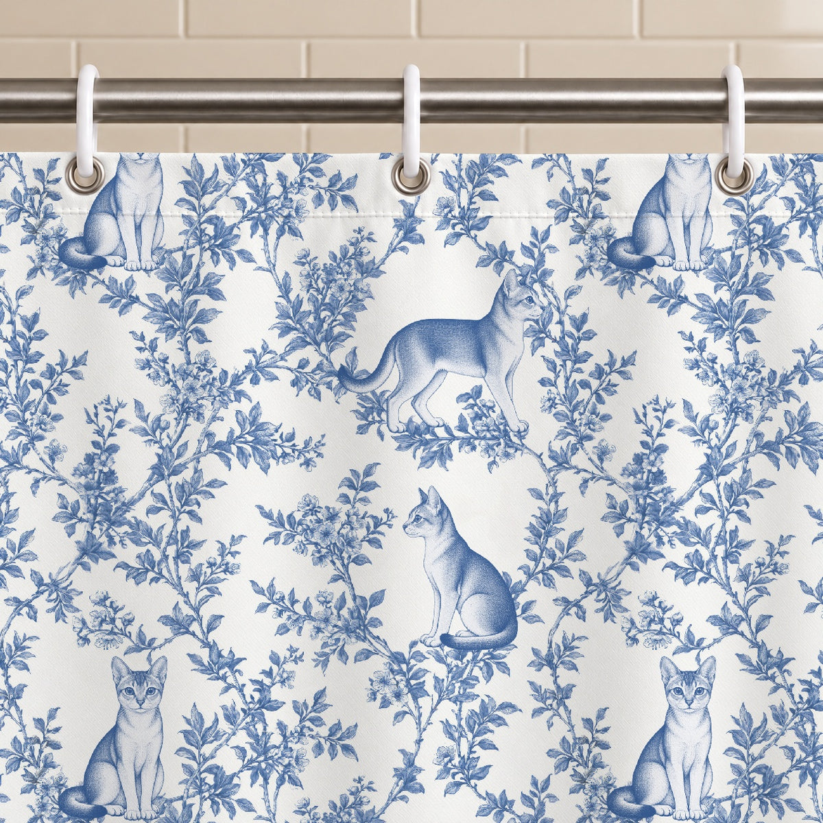 Singapura toile shower curtain — Blue Grommets and Hooks