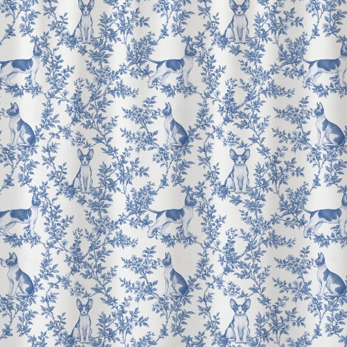 Sphynx toile shower curtain — Blue Detail