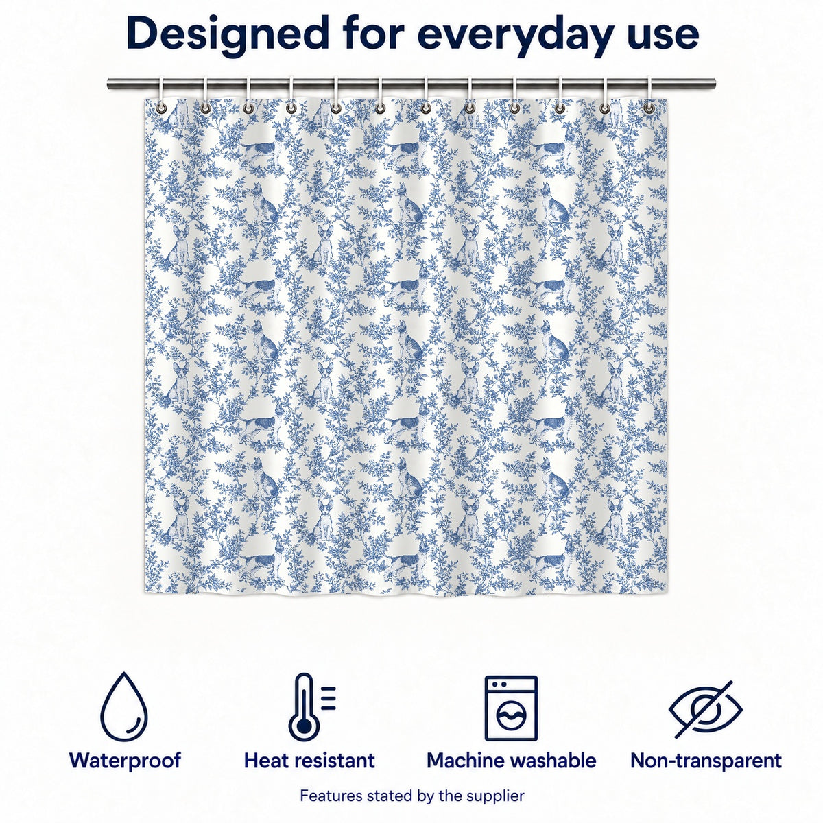 Sphynx toile shower curtain — Blue Functions and Size