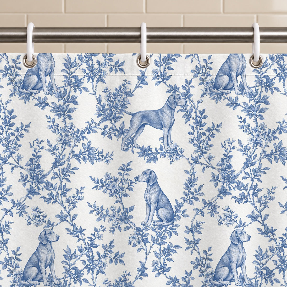 Vizsla toile shower curtain — Blue Grommets and Hooks