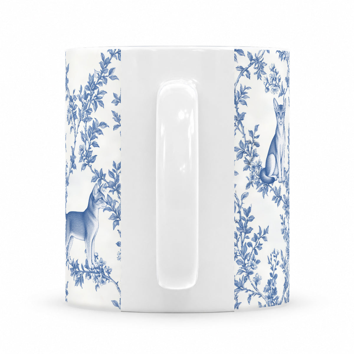 Abyssinian toile mug — Blue Handle View