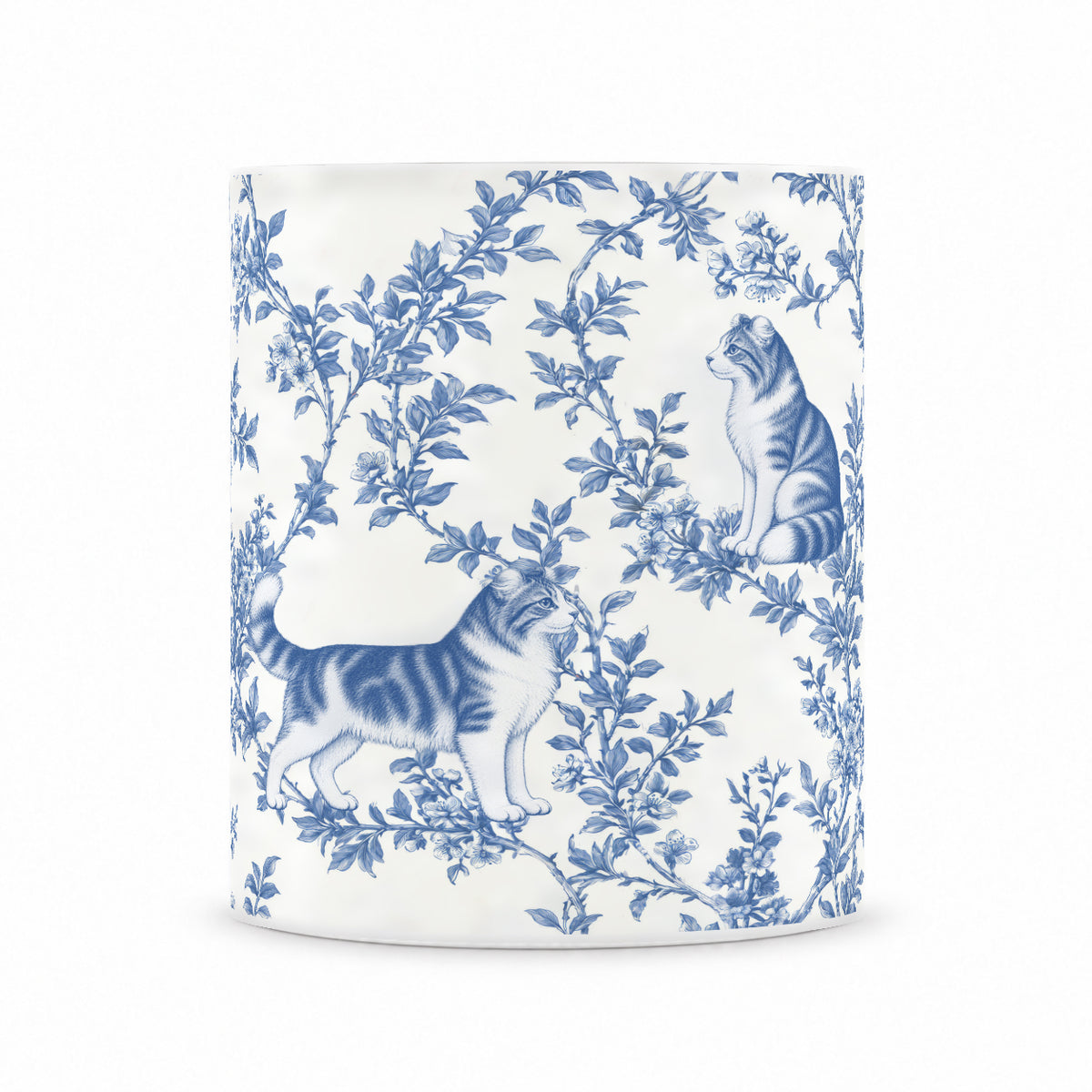 American Curl toile mug — Blue Front View