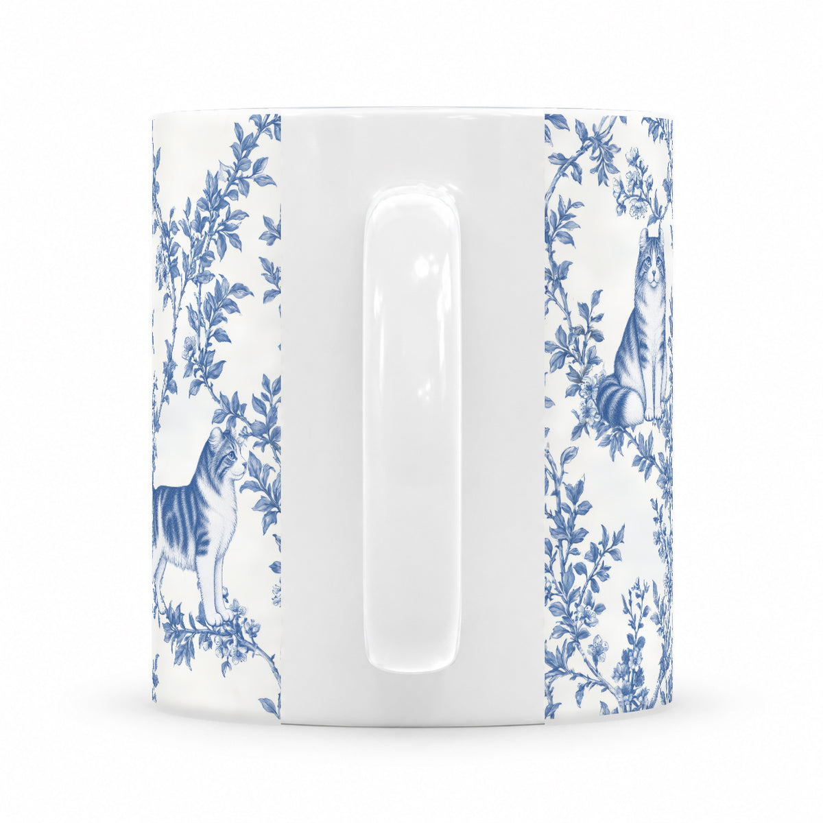 American Curl toile mug — Blue Handle View